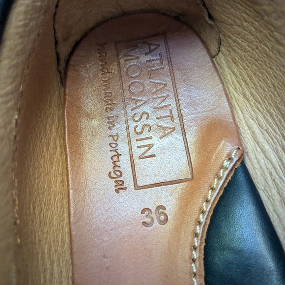 Kids Atlanta Moccasin black leather slip on loafer shoes size 36 (kids 4) - Picture 6 of 9